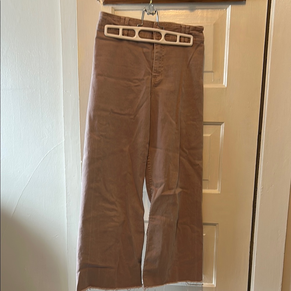 Light mauve denim wide leg pants